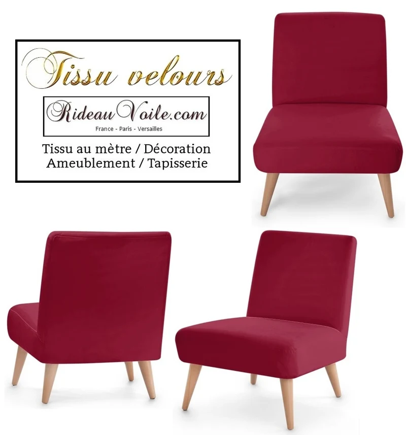 Tissu haut gamme éditeur textile velours rouge mètre ameublement rideau canapé