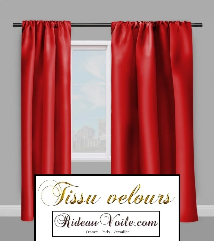 Boutique Paris tissu velours rouge mètre décoration ameublement rideau coussin