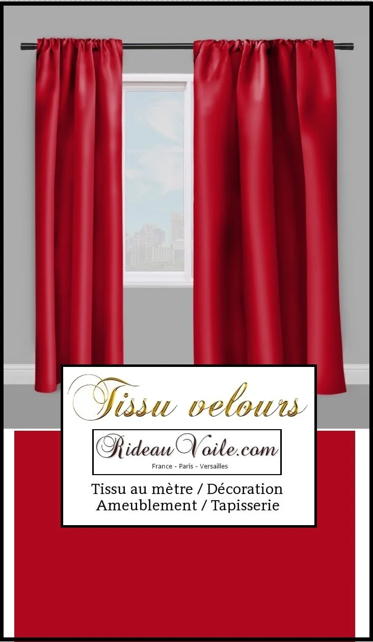 Tissu velours rouge mètre architecte intérieur ameublement rideau coussin canapé
