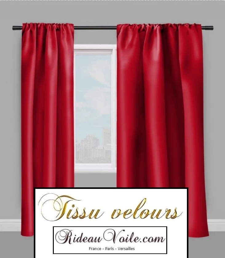 Tissu velours rouge mètre architecte intérieur ameublement rideau coussin canapé