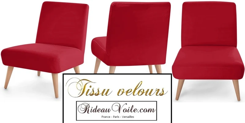 Tissu velours rouge mètre architecte intérieur ameublement rideau coussin canapé