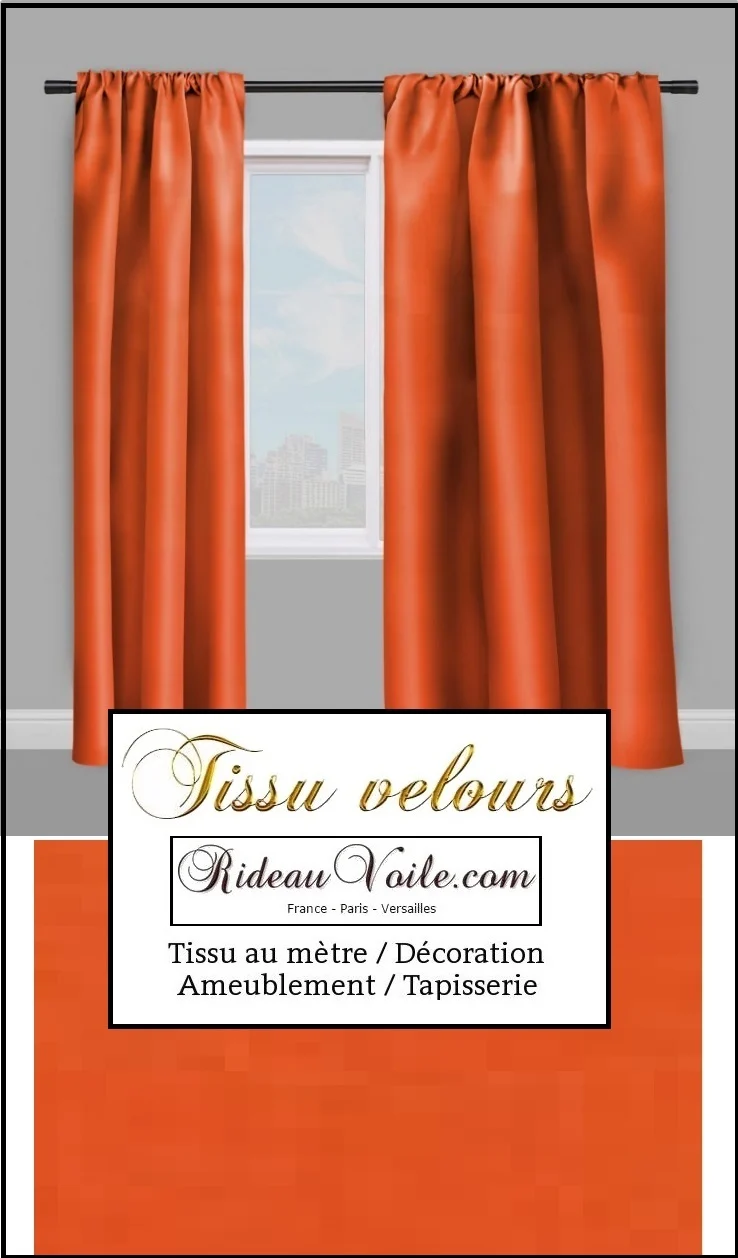 Tissus velours au mètre décoratrice ameublement rideau coussin orange paprika