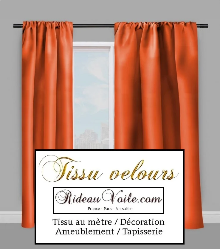 Tissus velours au mètre décoratrice ameublement rideau coussin orange paprika