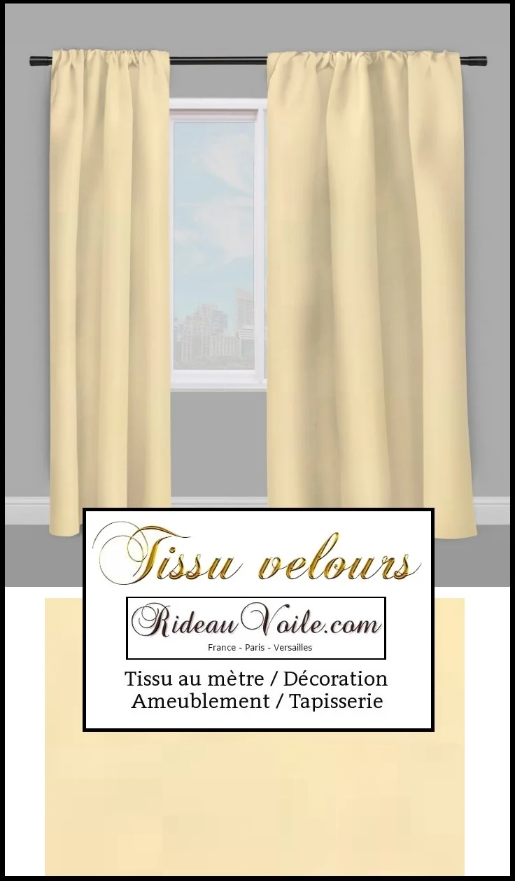 Tissu haut gamme éditeur velours écru mètre décoratrice ameublement rideau canapé