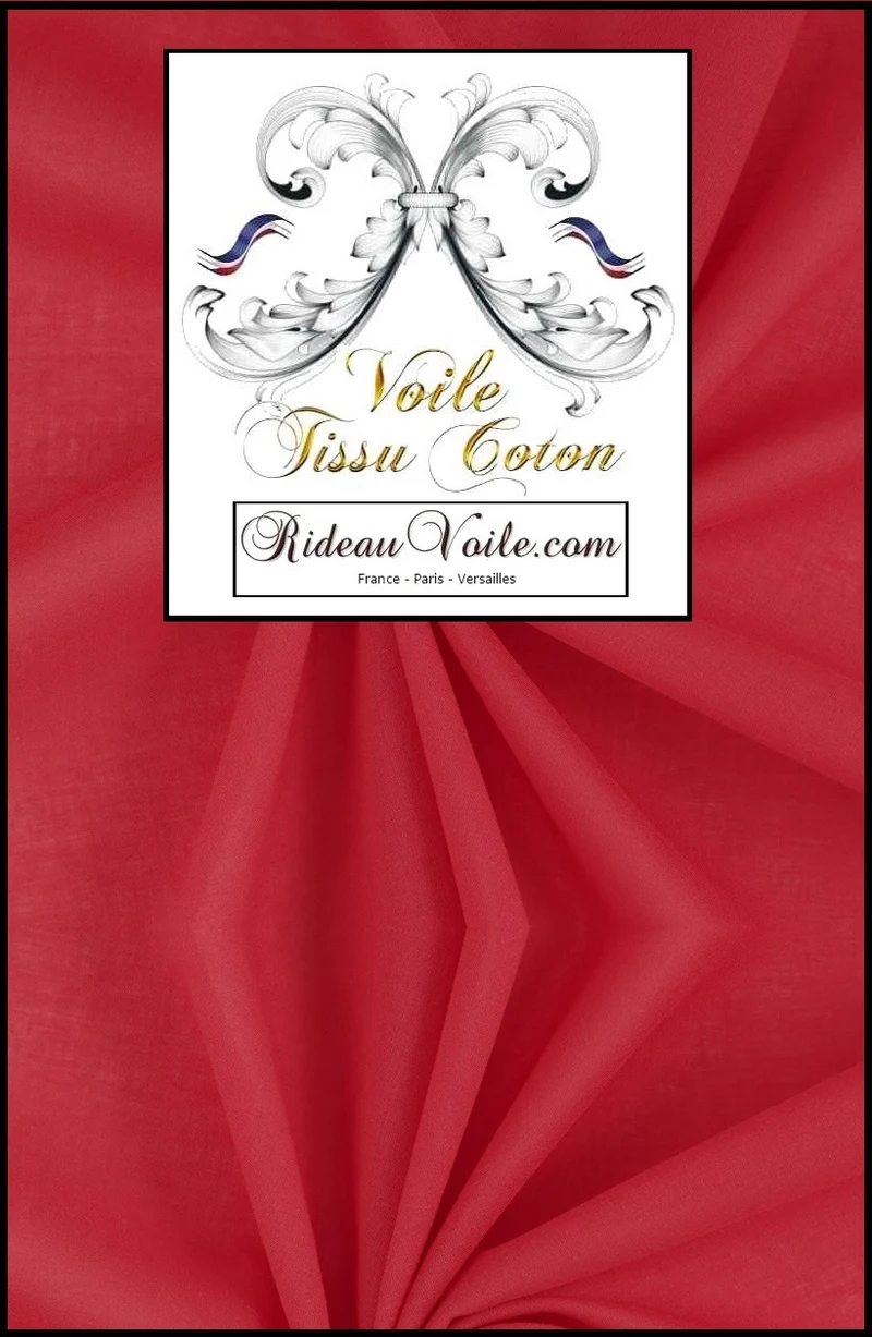 Boutique Voilage tissu ameublement confection rideau voile de coton rouge