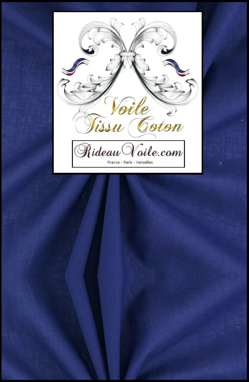 Boutique Voilage bleu tissu rideau voile de coton uni noir Transparent, Très léger