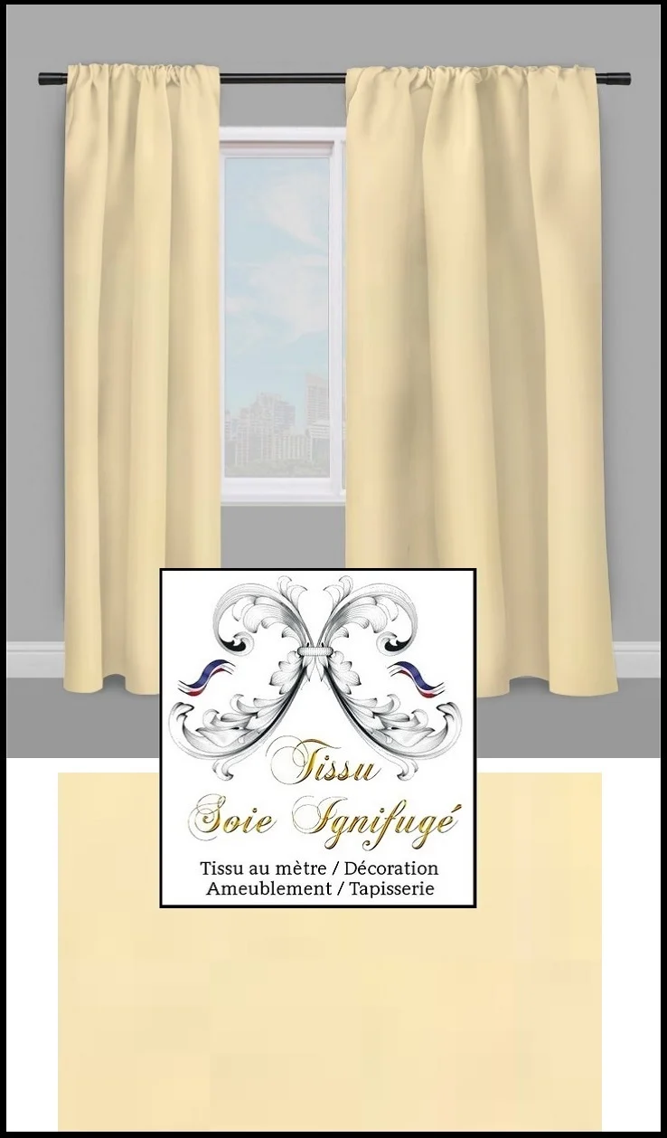 Tissu Soie ignifugé teinté non-feu au mètre M1 Confection rideau sur mesure