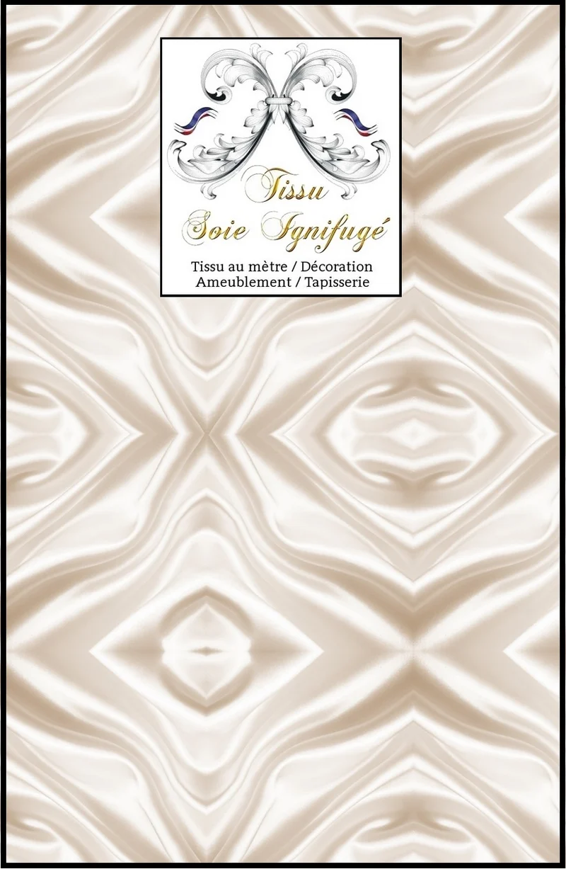 Tissu Soie ignifugé crème non-feu au mètre M1 et rideau sur mesure