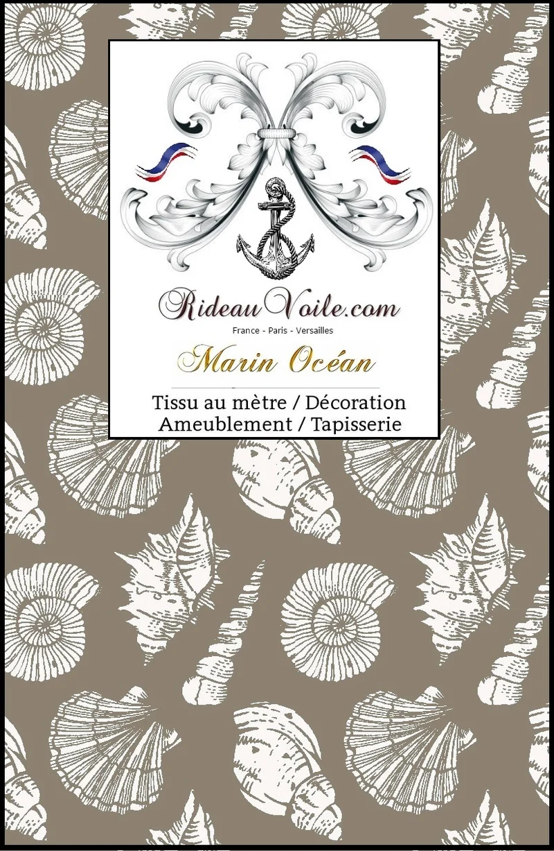 Décoration d'intérieure motif marin au mètre coquillage rideau couette voilage siège