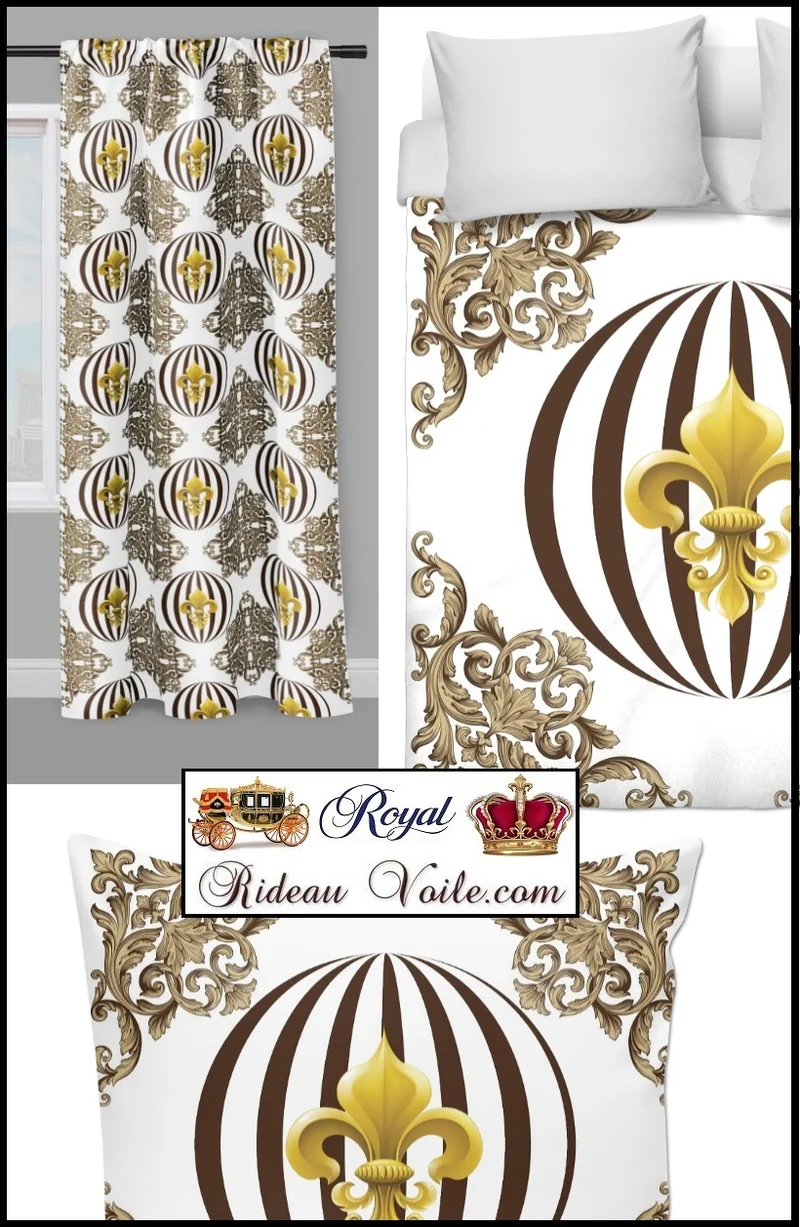 Motif pois rond décoration intérieure Baroque tissu style Empire au mètre fleur de lys
