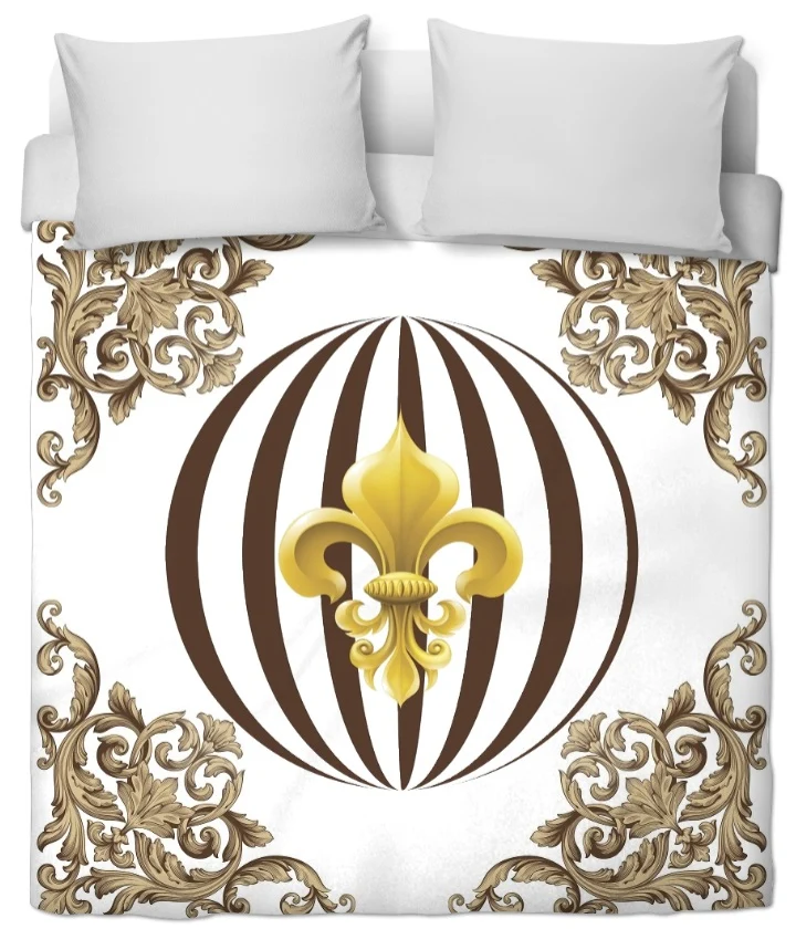 Motif pois rond décoration intérieure Baroque tissu style Empire au mètre fleur de lys