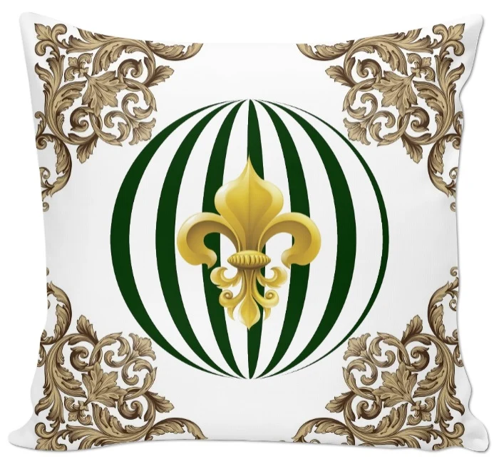 Tissus ameublement Empire au mètre motif rond ornement Baroque fleur de lys Or