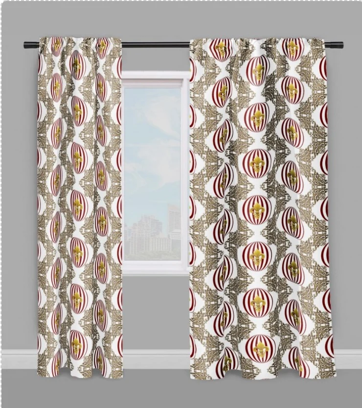 Tissu Baroque rayé rouge motif pois rond fleur de lys Or Empire mètre rideau couette