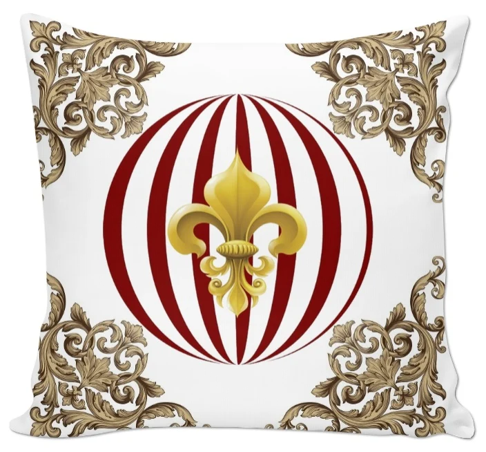 Tissu Baroque rayé rouge motif pois rond fleur de lys Or Empire mètre rideau couette