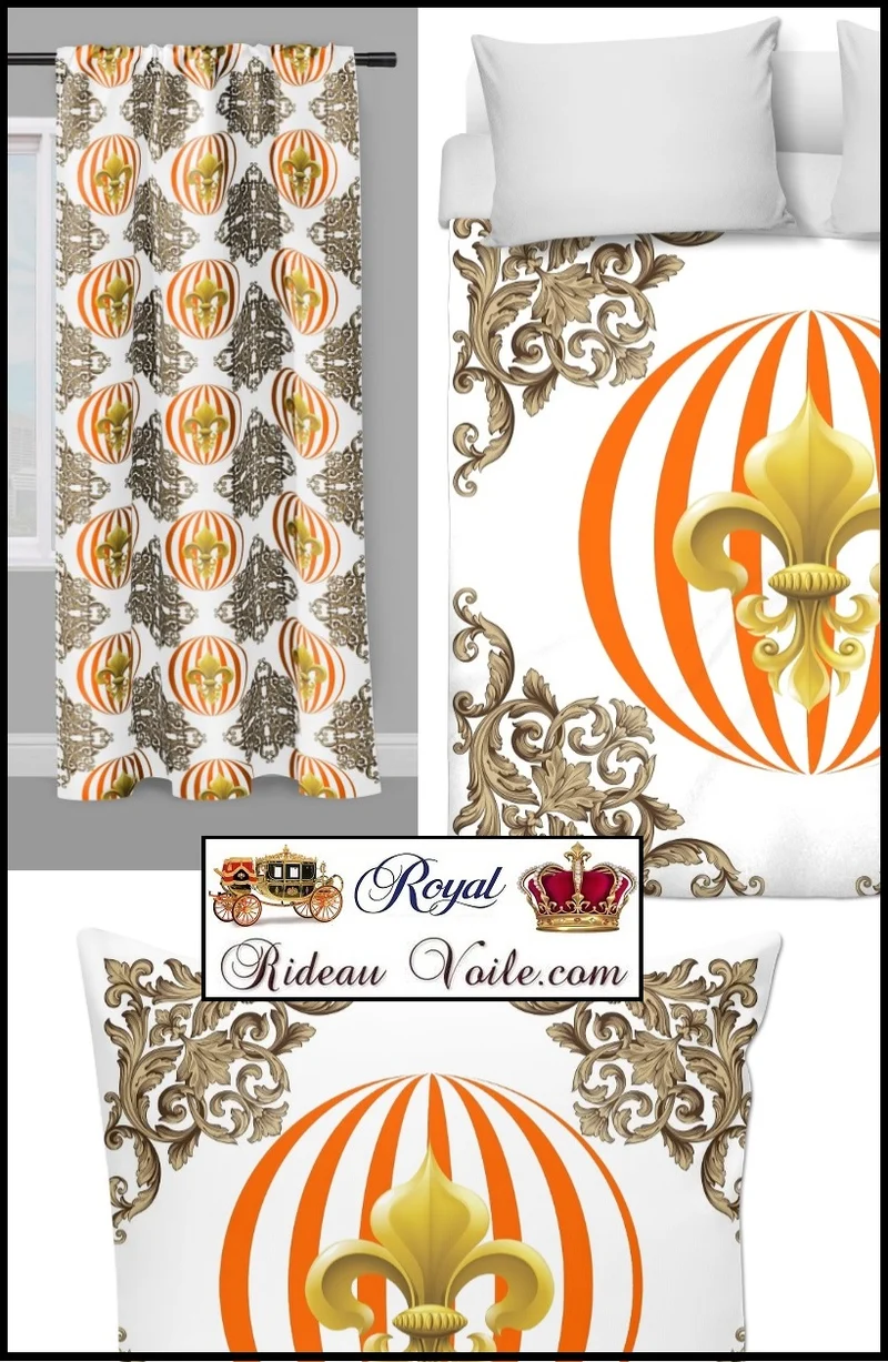 Motif Baroque pois rond décoration intérieure style Empire au mètre fleur de lys