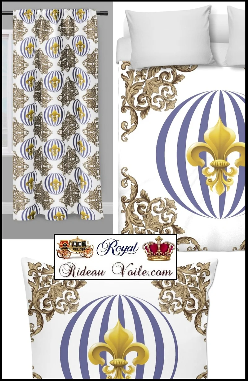 Boutique Beaux tissus ameublement style Empire au mètre fleur de lys Or décoration