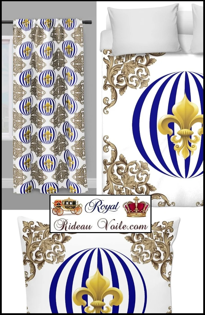 Beaux tissus ameublement style Empire au mètre motif fleur de lys Or French fabrics