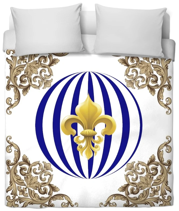 Beaux tissus ameublement style Empire au mètre motif fleur de lys Or French fabrics