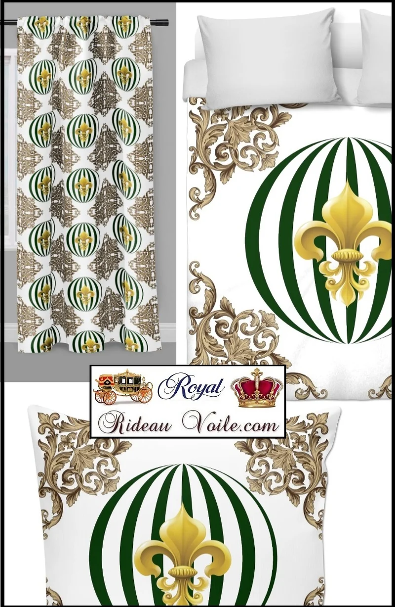 Tissus ameublement motifs pois rond Baroque Empire au mètre fleur de lys voilage
