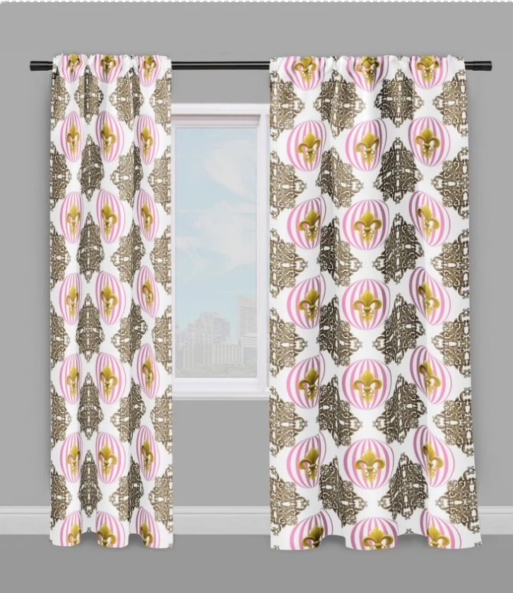 Tissu motif Baroque style Empire au mètre rideau couette voilage fleur de lys Or