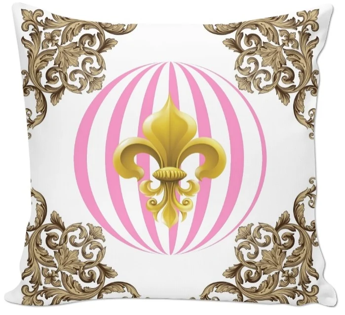 Tissu motif Baroque style Empire au mètre rideau couette voilage fleur de lys Or