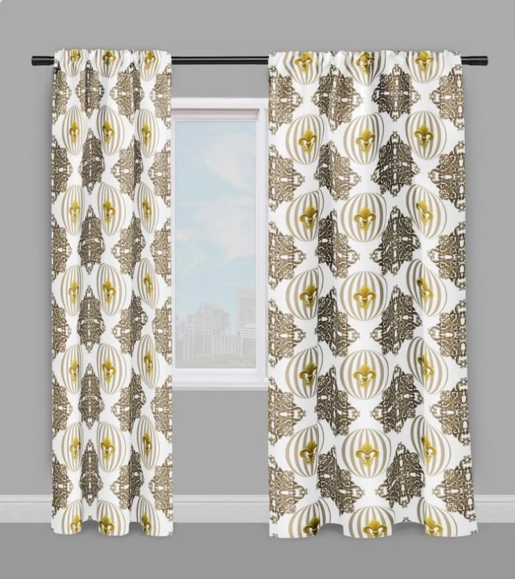 Tissu rayé beige motif pois rond fleur de lys Or Empire mètre rideau couette voilage