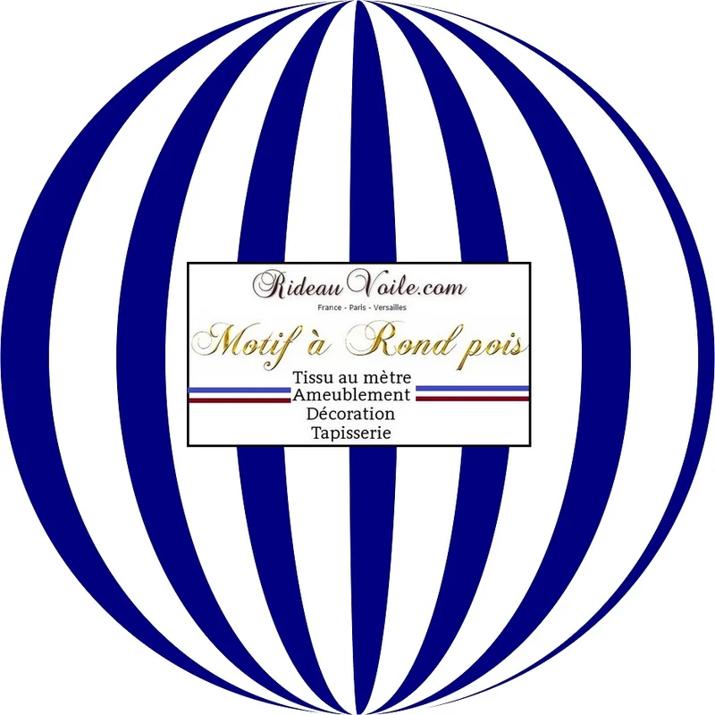 Tissu ameublement contemporain motif pois rond bleu mètre voilage prêt à poser