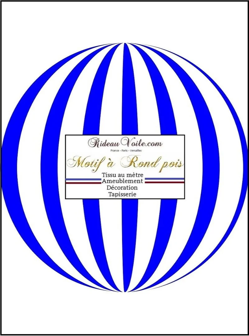 Tissu ameublement contemporain motif pois rayé rond bleu mètre rideau prêt à poser