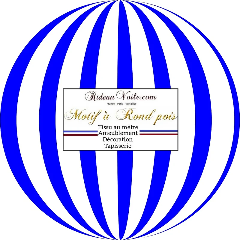Tissu ameublement contemporain motif pois rayé rond bleu mètre rideau prêt à poser