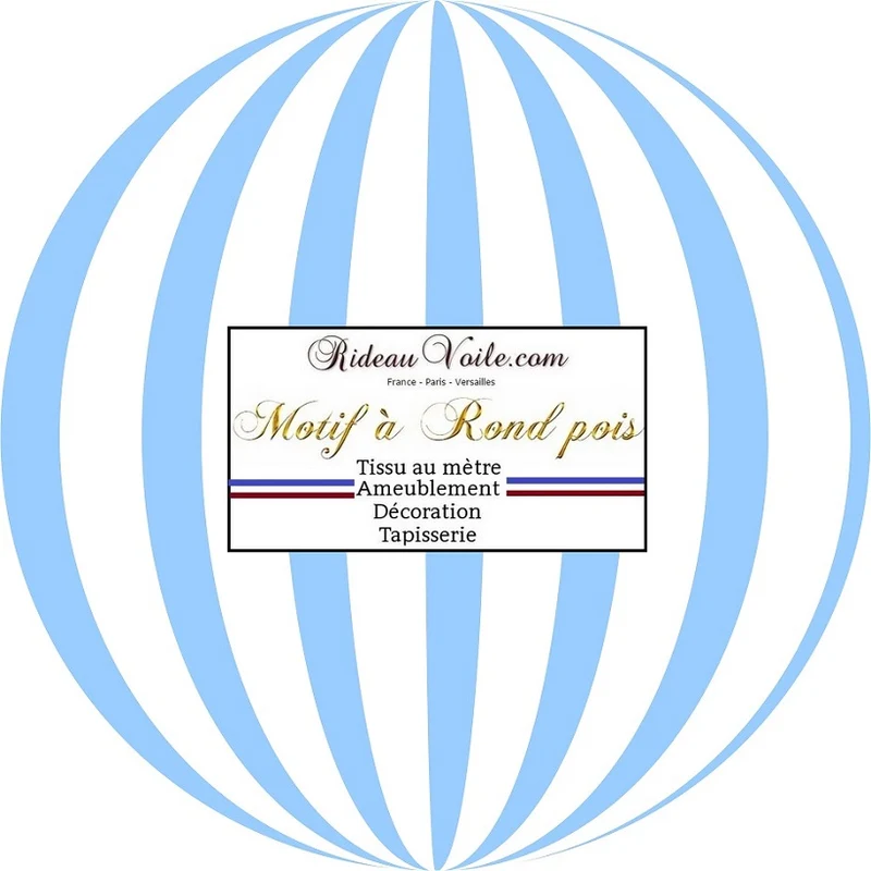 Tissu motif pois rond bleu rayures courbes au mètre rideau voilage sur mesure