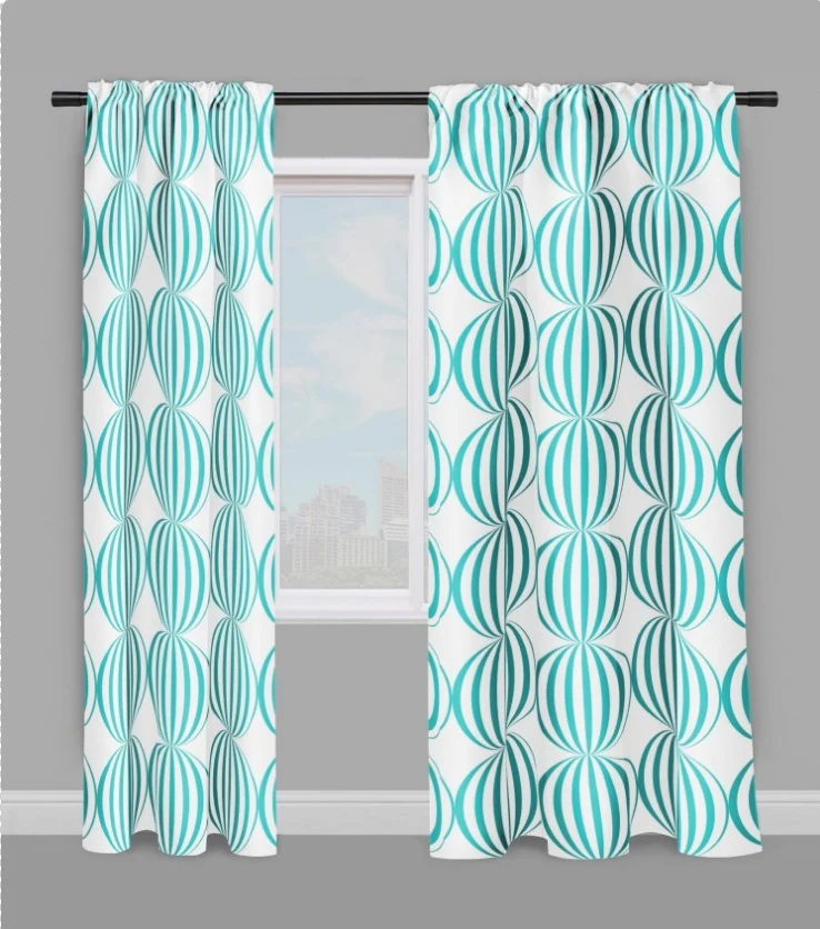 Tissu ameublement motif imprimé pois rond vert turquoise au mètre rideau sur mesure