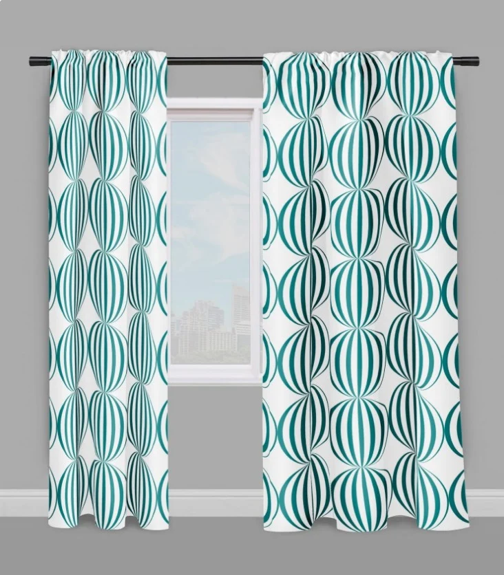 Tissu déco tapisserie motif imprimé pois rond vert au mètre rideau voilage sur mesure