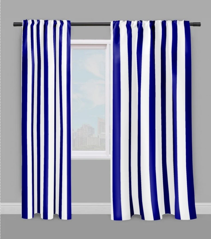 Tissu ameublement motif rayés bleu rayures ligne au mètre rideau couette voilage