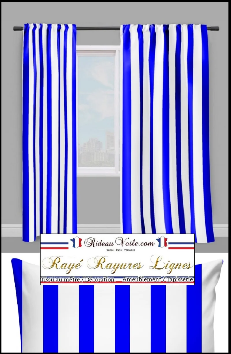 Tissu rayé, tissus ameublement à rayures au mètre rideau couette voilage occultant