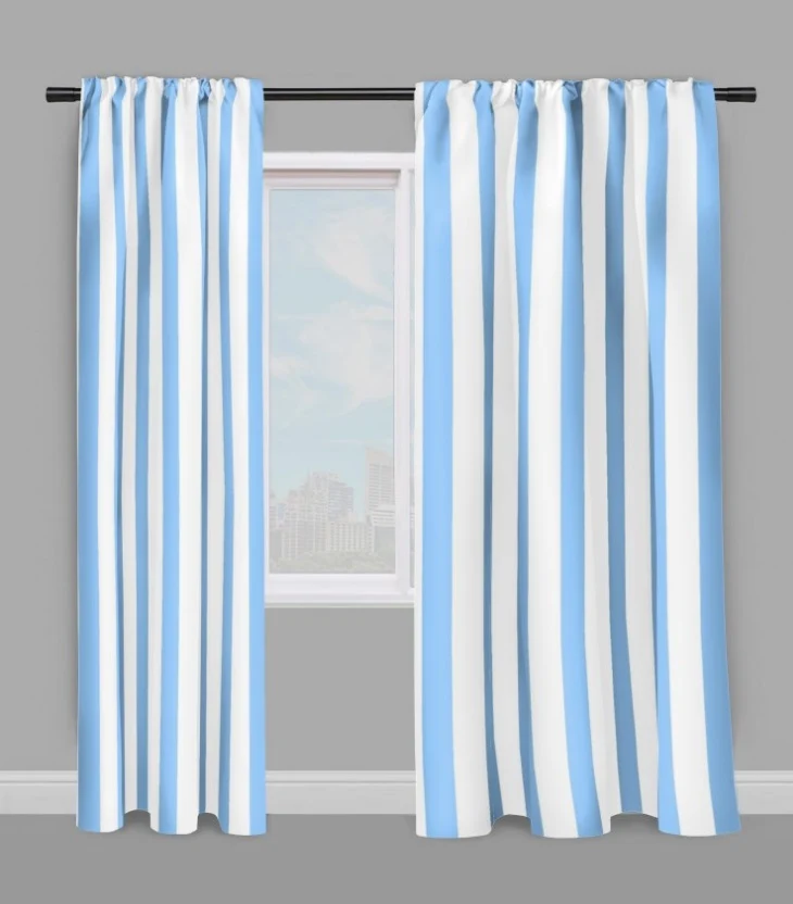 Tissu ameublement rayés rayures lignes bleu au mètre rideau couette voilage tapisserie