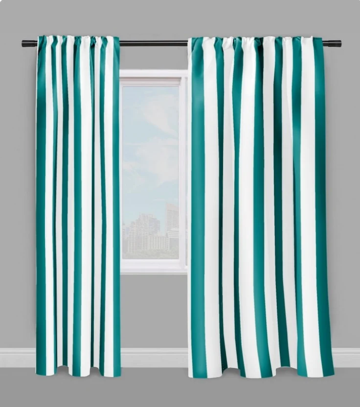 Tissu motif imprimé rayés rayures lignes azur blanc au mètre rideau couette voilage