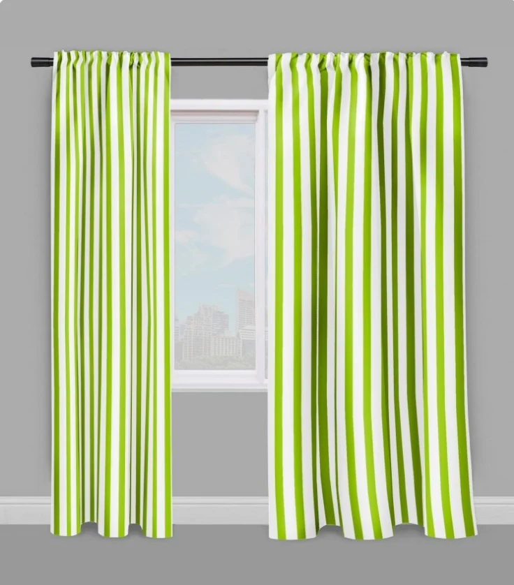 Tissu motif décoration imprimé rayé vert rayure ligne au mètre rideau couette voilage