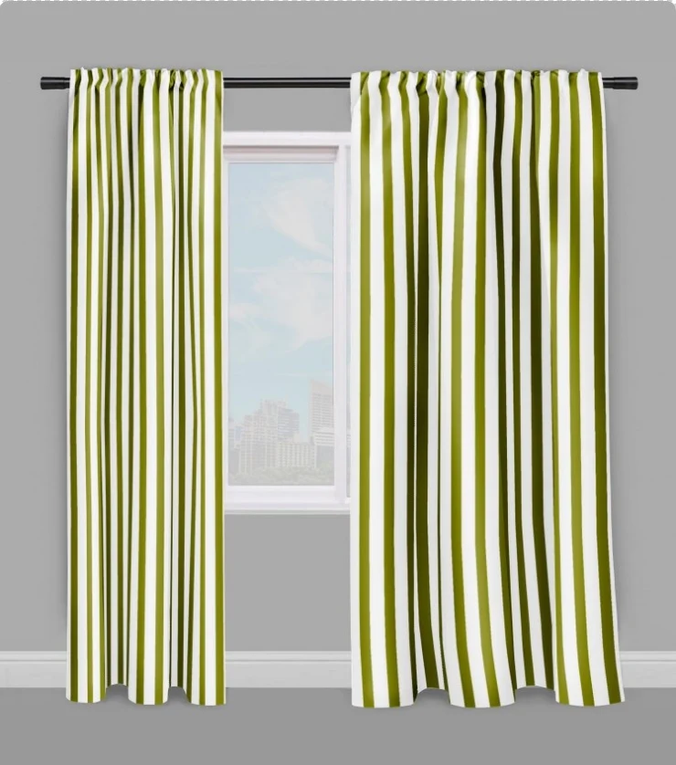 Tissu déco géométrique motif rayé rayure ligne vert blanc au mètre rideau couette voilage