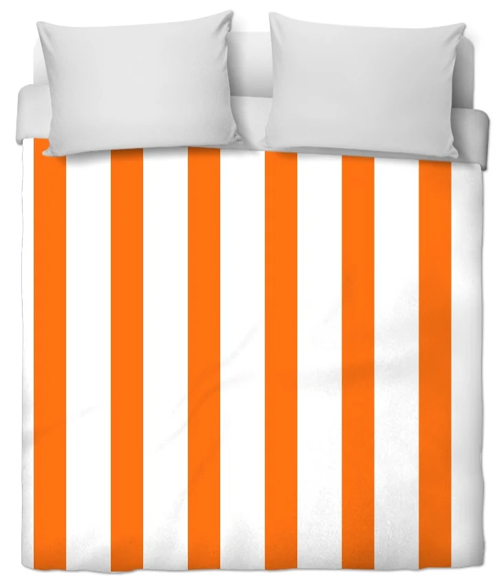 Tissu ameublement orange rayé rayure au mètre rideau couette voilage sur mesure