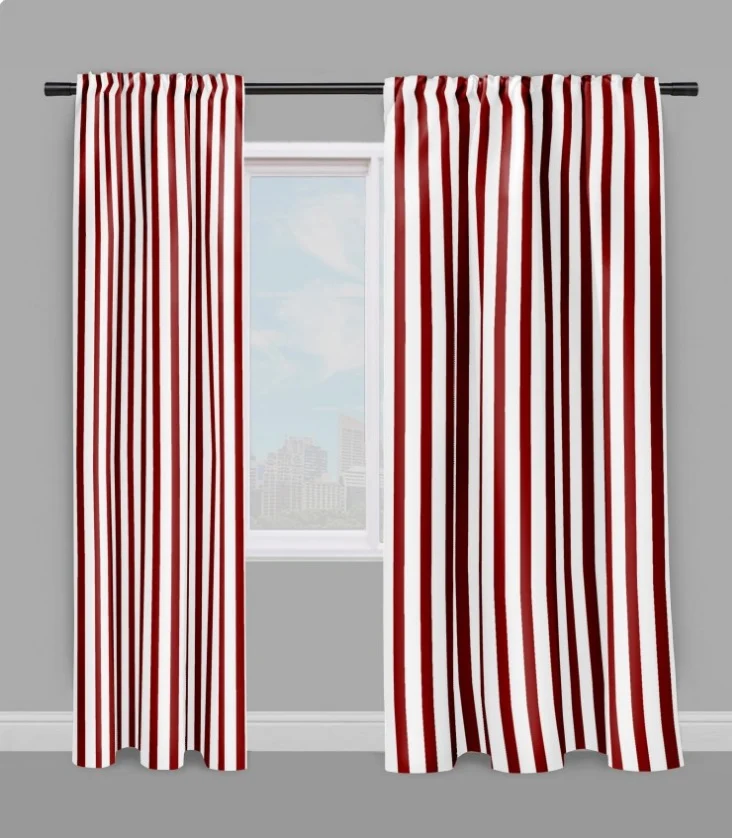 Tissu rayures rouge ameublement décoration tapisserie au mètre rideau couette voilage
