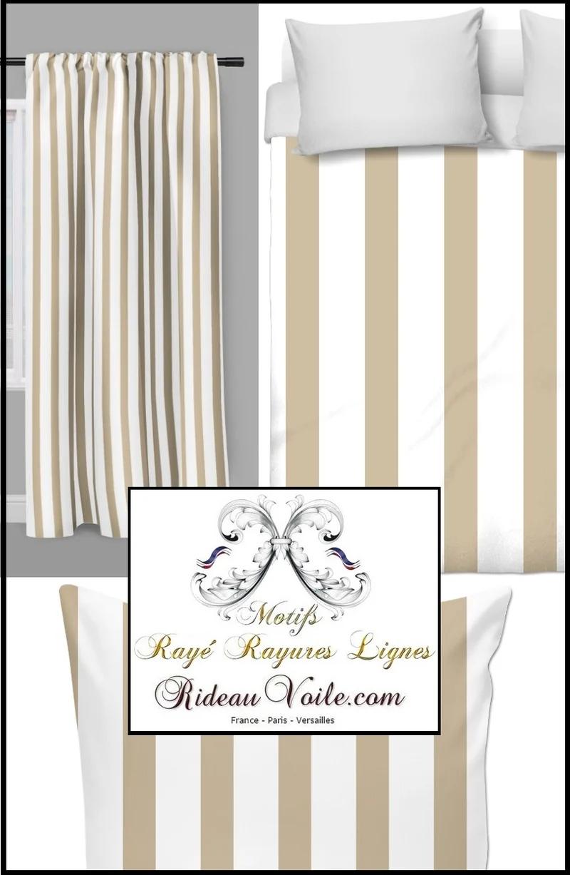 Tissus ameublement - Habillement - Décoration - Coton velours voile rideau rayures