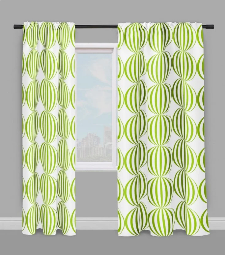Rideauvoile Tissu ameublement à pois rond cercle vert au mètre rideau sur mesure