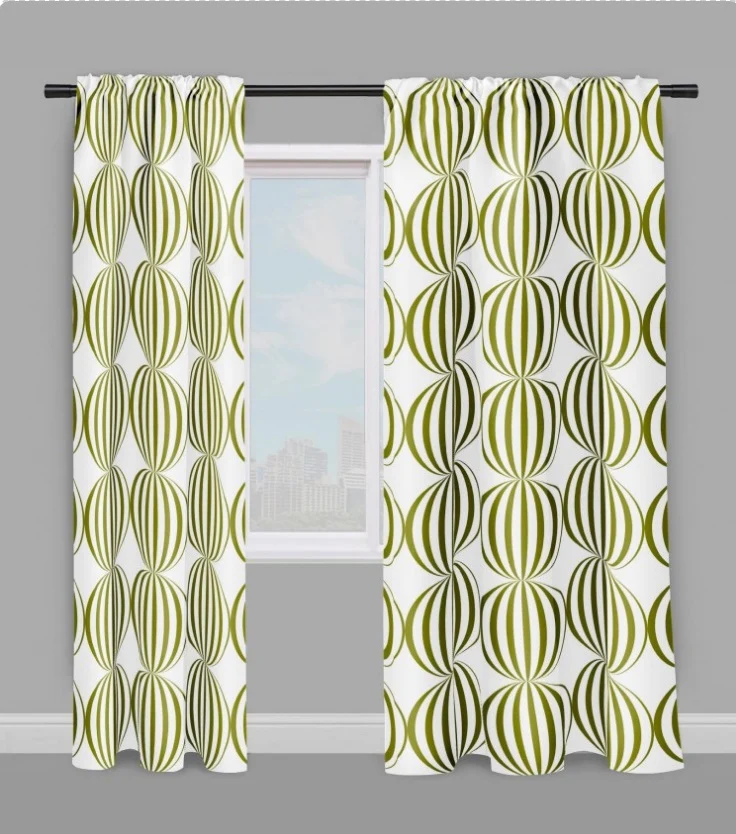 Tissu déco ameublement imprimé cercles pois rond vert au mètre rideau sur mesure