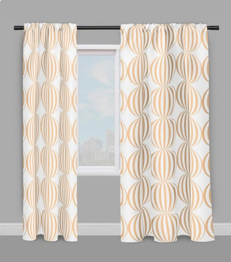 Tissu ameublement à pois rond orange pastel au mètre rideau sur mesure