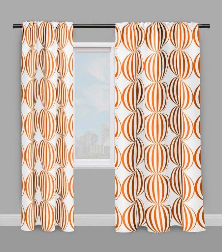 Mondial boutique tissu ameublement motif pois rond orange au mètre rideau sur mesure