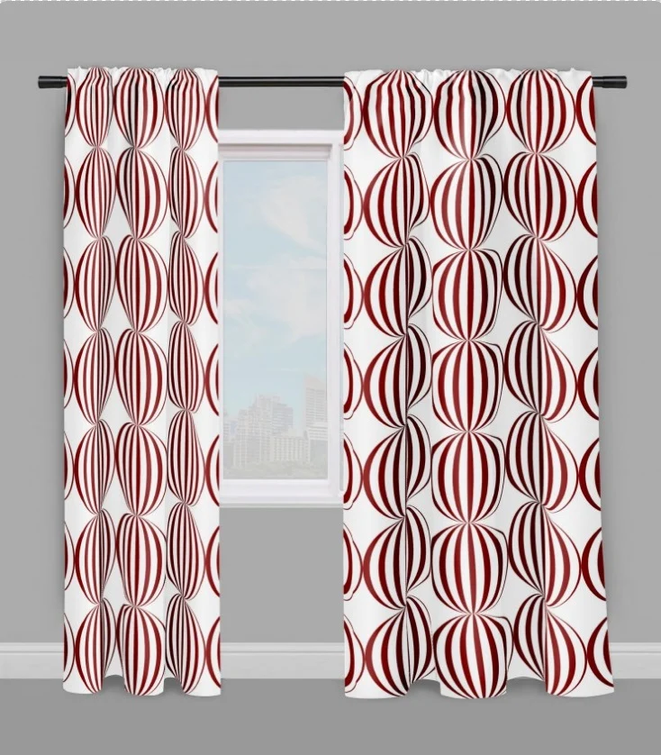 Tissu ameublement imprimé pois rond rouge au mètre rideau voilage couette plaid