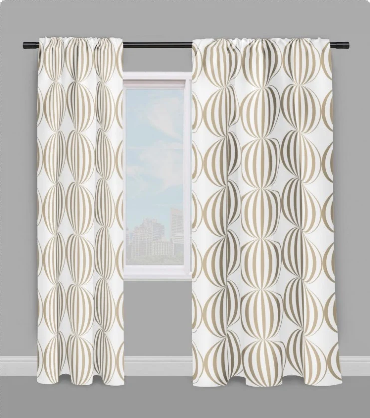 Tissu ameublement à pois rond beige au mètre rideau sur mesure