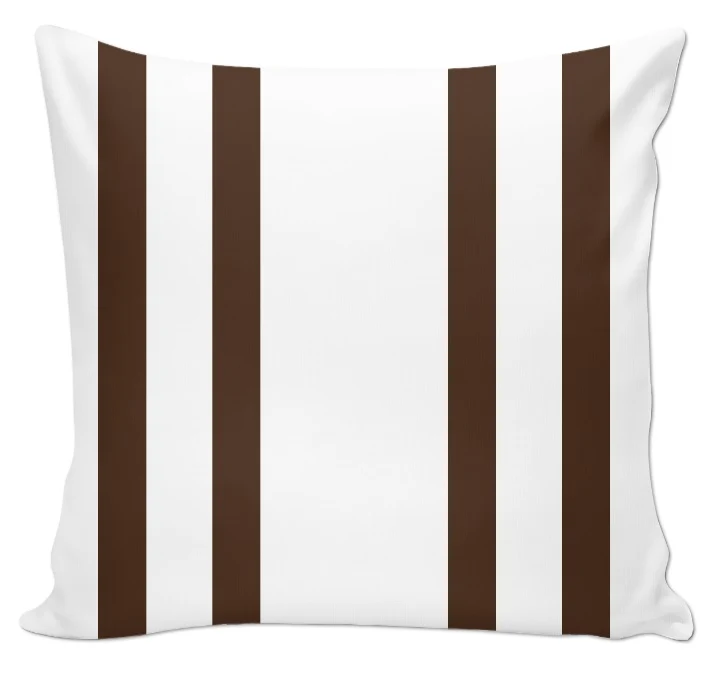 Tissu toile d'ameublement rayé rayures à lignes marron au mètre rideau couette voilage
