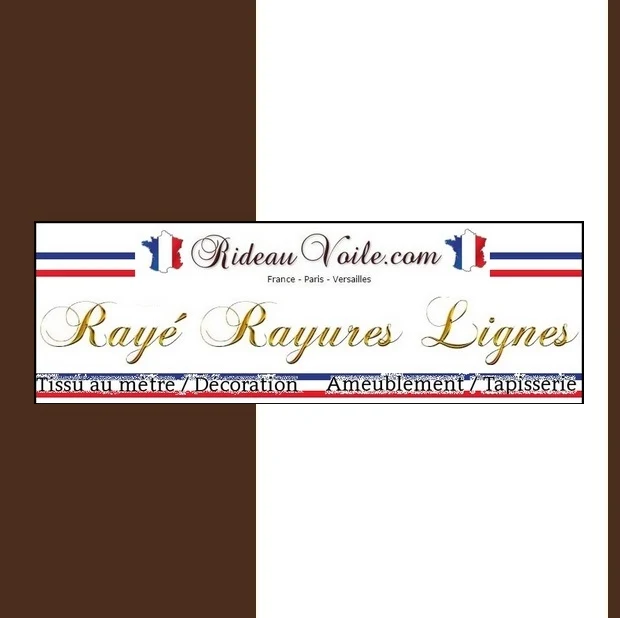 Tissu toile d'ameublement rayé rayures à lignes marron au mètre rideau couette voilage