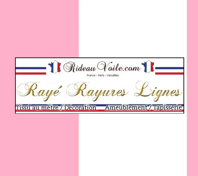 Tissu ameublement velours coton rayé motif rayures ligne rose au mètre rideau couette